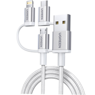 UGREEN 50203 3-in-1 USB2.0-A Multifunction Cable With Braid 1.5m (Silver White) US186