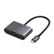 UGREEN 50505 USB-C to HDMI plus VGA Adapter with PD (Space Gray) 