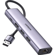UGREEN 60554 USB3.0 to 3×USB3.0 Plus RJ45 Gigabit Ethernet Adapter Type-C Power Supply CM475