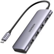 UGREEN 70411 USB-C to 2 Ports USB3.0-A Hub Plus HDMI Plus TF/SD with PD Power Supply (Space Gray) CM195