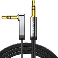 UGREEN( AV119) 10728 3.5mm Male to 3.5mm Male Straigth to angle flat Cable 3m (Black) 