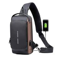 USB Charging Men Multifunction PU Chest Bag Sport Sling Bag Male Anti-theft Chest Bag with Password Lock with Adjustable Shoulde