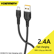 VDENMENV D06V Fast Charging 2.4A Data Cable 1Meter Micro