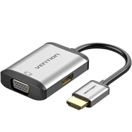 VENTION AFVHB HDMI To HDMI Plus VGA Converter 0.15M Gray Metal Type