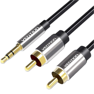 VENTION BCFBG 3.5mm Male to 2RCA Male Audio Cable 1.5M Black Metal Type