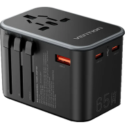 Vention FJDB0 3-Port USB 65W GaN Universal Travel Adapter