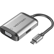 VENTION TFAHB Type-C To HDMI/VGA/USB3.0/PD Converter 0.15M Gray Metal Type