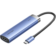 VENTION TGESB USB-C To HDMI/USB 3.0 x 3/PD Docking Station 0.15M Blue Aluminum Alloy Type