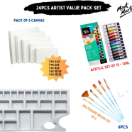 Value Pack For Artist 12x12 Acrylic Color 6 Pcs Blue Brush 1set 5pcs Canvas 4x4 6x6 8x8 10x10 12x12 Medium Color Platte 1pcs 24 Pcs Set 