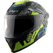 Vega Bolt Superhero Dull Black Neon Yellow Helmet