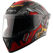 Vega Bolt Superhero Dull Black Red Helmet