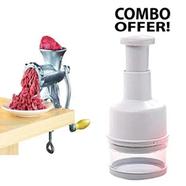 Vegetable Chopper and Meat Mincer Size-10 Combo - White and Silver