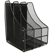 Vertical Sorter File Rack 3 Compartment Desk Organiser Book Organizer Document For Office And Home Black icon