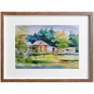 Village House Watercolor Painting - (26x20)inches