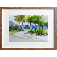 Village Road, Watercolor - (17x14)inches