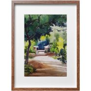 Village Road Watercolor Painting - (26x20)inches