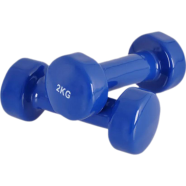 Vinyl Dumbbell - 2 Kg 1 Pair - Rubber Coated - Red and Blue