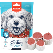Wanpy Oven-Roasted Dog Treat Chicken Jerky and Codfish Sushi 100 gm