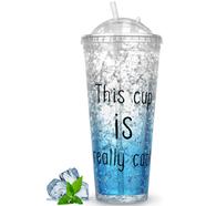 Water Bottle With Straw Ice Design Cup - 450 ML - C009019-BU