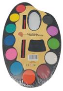 Water Colors Plastic Artist Palette with brush, for kids (Small Size) - 12 Pcs