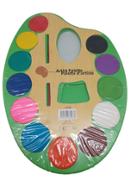 Water Colors Plastic Artist Palette with brush, for kids (Medium Size) - 12 Pcs