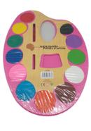 Water Colors Plastic Artist Palette with brush, for kids (Medium Size) - 12 Pcs