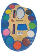 Water Colors Plastic Artist Palette with brush, for kids (Small Size) - 12 Pcs