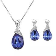 Water Drop Shape Rhinestone Pendant Earrings Necklace For Woman