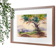 Watercolor Landscape of Krishnachura - (16x13)inches