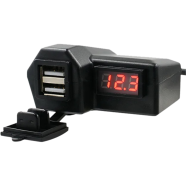 Waterproof Dual USB Motorcycle Phone 3.4A Fast Charger With Voltmeter