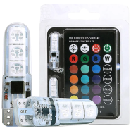 Waterproof RGB LED Multi Color Bright Parking Sports Light With Memory Function For Motorcycle Car 12V T10 LED 5050SMD RGB Flashing Silicone Coated 2Pcs icon