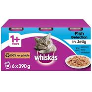 Whiskas Adult Wet Cat Food Tin Salmon in Jelly - 390gm - 6pcs 