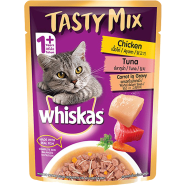 Whiskas Tasty Mix Pouch Chicken Tuna and Carrot In Gravy 70 gm