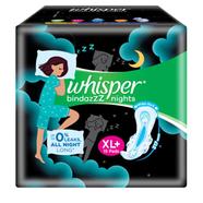 Buy Whisper Bindazzz Nights Sanitary Pads - Wider Back, Up To 0% Leak,  Provides All Night Protection, XL+ Online at Best Price of Rs 584.1 -  bigbasket