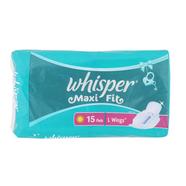 Whisper Maxi fit Wings Sanitary Pads for Women Large- 15 Napkins - WH0175
