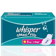 Whisper Maxi fit Wings Sanitary Pads for Women, Large, 8 Napkins - WH0190