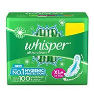 Whisper Ultra Clean Wings Sanitary Pads for Women- (XL Plus 44 Napkins) - WH0194