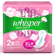 Whisper Ultra Softs Air Fresh Sanitary Pads for Women – XL Plus 15 Napkins - WH0200