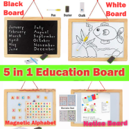 White Board 13/17 Inchs Black Slate, Alphanumeric Magnet, Magnetic Mathematical Signs 5 in 1 Wooden Frame Double Sided icon