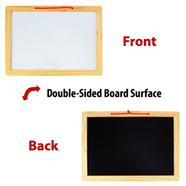 White board 8/12 Black Slate, Alphanumeric Magnet, Notice Board with Magnetic Mathematical Signs 5 in 1 Wooden Frame Double Sided