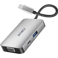 Wiwu Alpha 513HVP 5 in 1 USB 3.0 Type C HDMI HUB- Grey