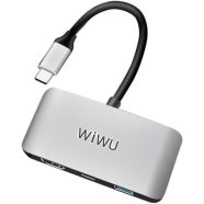 Wiwu Alpha C2H 3 in 1 USB Type-C HDMI Hub- Grey