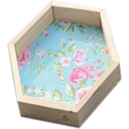 Wooden Floral Hexa Tray