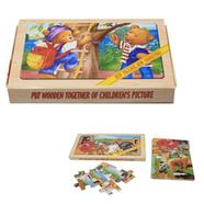 Wooden Four Puzzle Together Random Picture