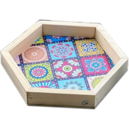 Wooden Hexagon Tray, Mandela Print, Washable, Waterproof Print