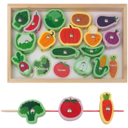 Wooden Threading Toy Designed For Toddlers, Featuring Various Vegetable Shapes icon