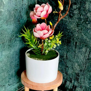 Wooden plant stand 9 inches, solid mahogany wood icon
