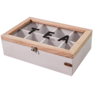 Wooden tea box with transparent lid