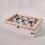 Wooden tea box with transparent lid