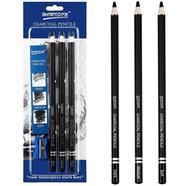 Worison Black Charcoal Pencils With sharpner (Hard,Midium,Soft) - 3 Pcs